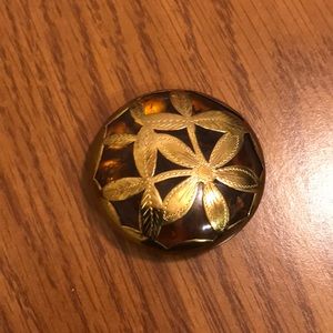 Vintage gold plated amber pin